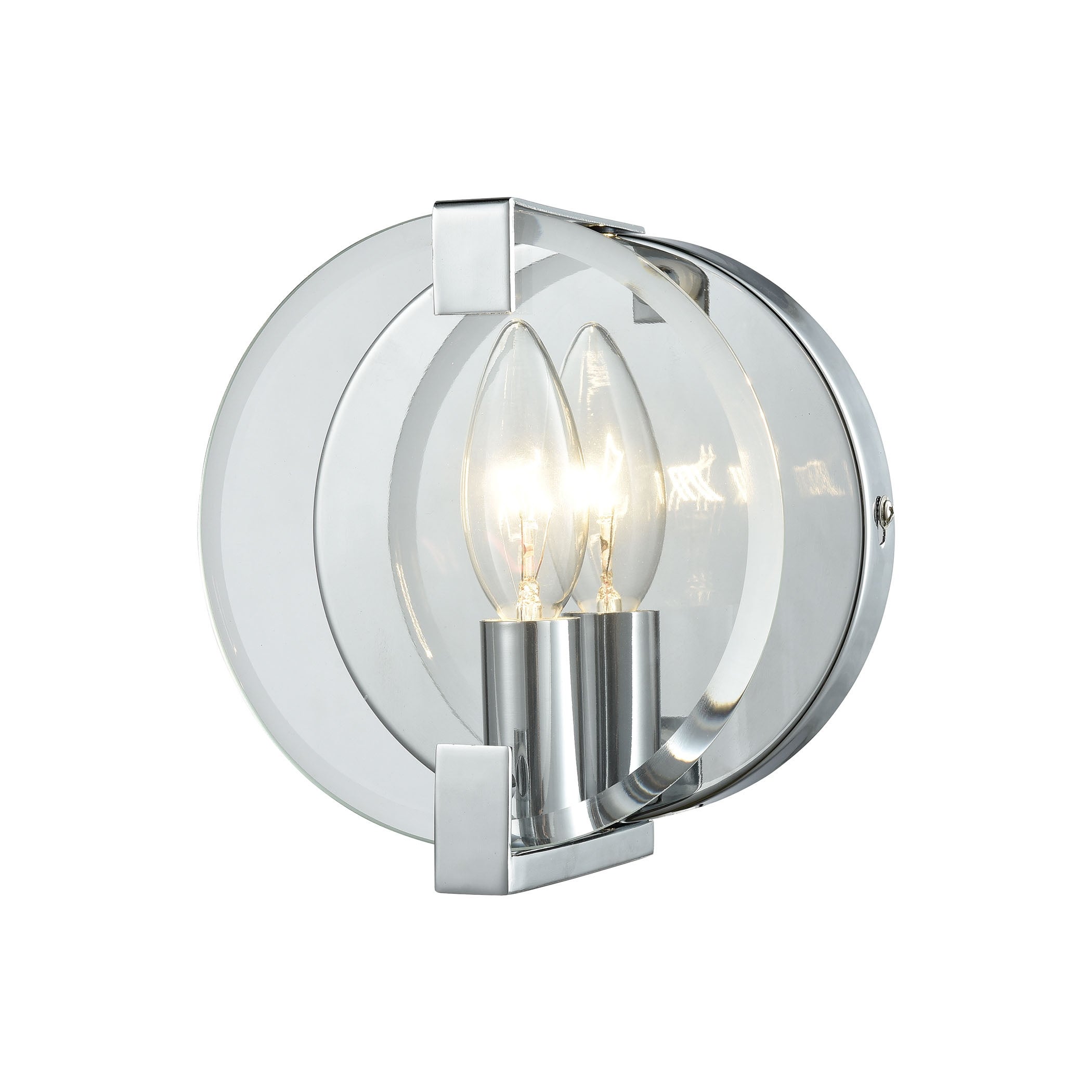 Clasped Glass 1-Light Vanity Sconce in Polished Chrome with Clear Beveled Glass - Mycitystee
