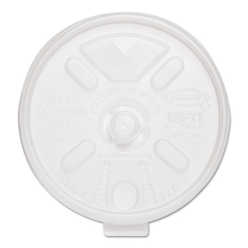 Dart Lift n' Lock Plastic Hot Cup Lids， With Straw Slot， Fits 10 oz to 14 oz Cups， Translucent， 100/Sleeve， 10 Sleeves/Carton (12FTLS) - Mycitystee