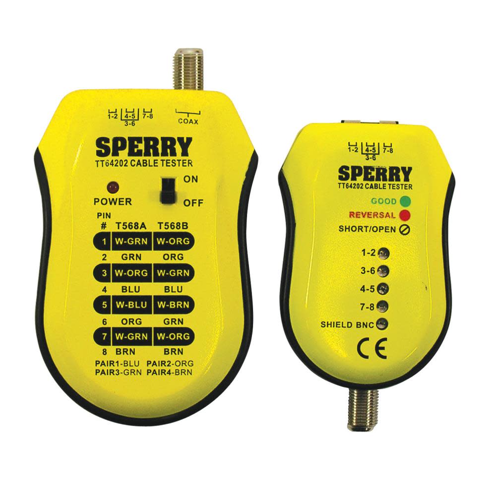 Sperry Instruments TT64202 Cable Test Plus, Coax & UTP/STP Cable Tester - Detects: Shorts / Miss-Wires & Reversals, Wiring Reference Chart Included, 2 - Mycitystee