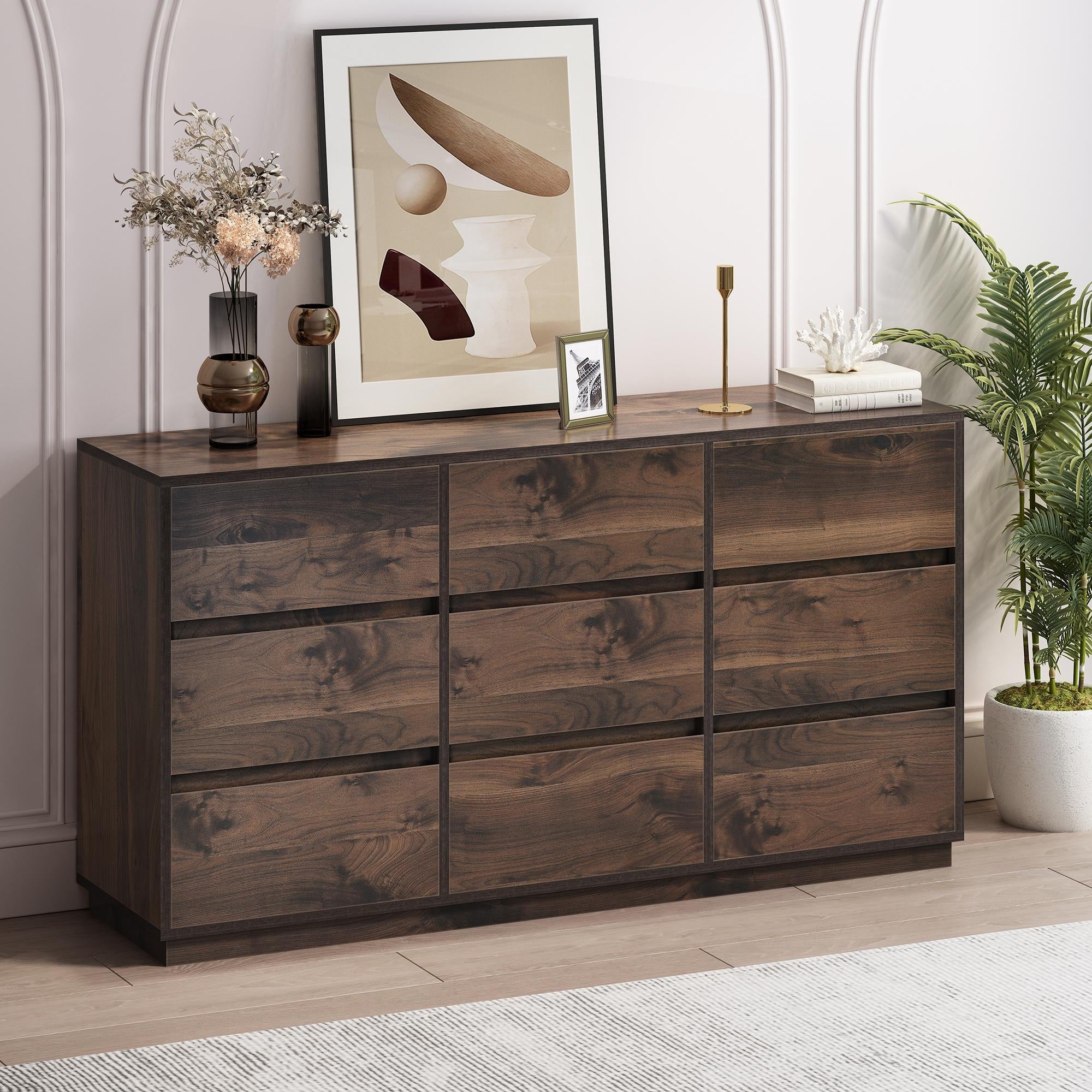Dark Brown Modern 9 Drawers Dresser - - 36046606 - Mycitystee