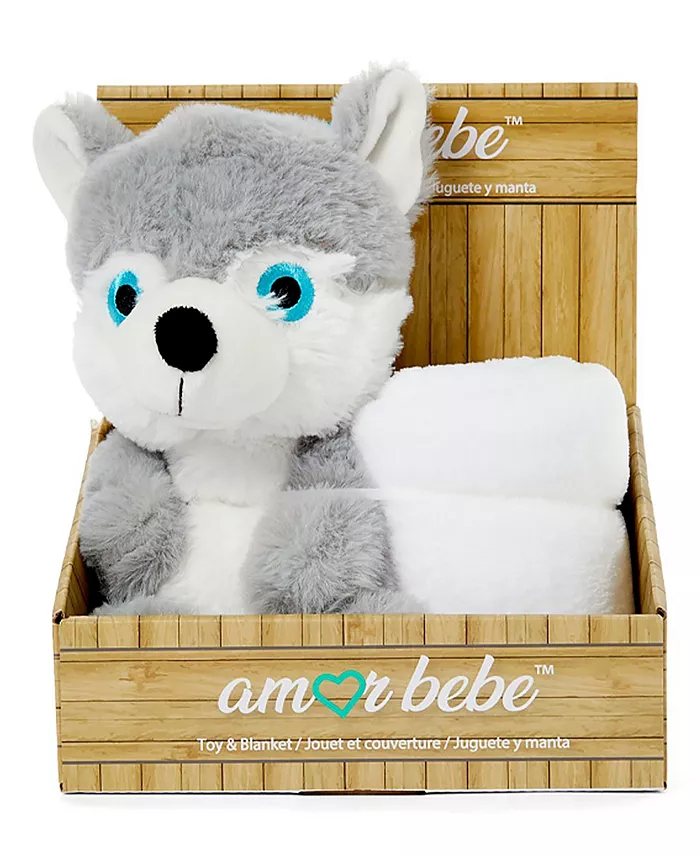 Amor Bebe Baby Boys and Baby Girls Plush Wolf with Blanket - Mycitystee