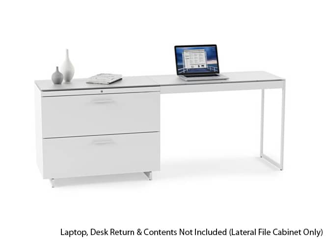BDI Centro 6416 Satin White on Oak/ Grey Glass Lateral File Cabinet - Mycitystee