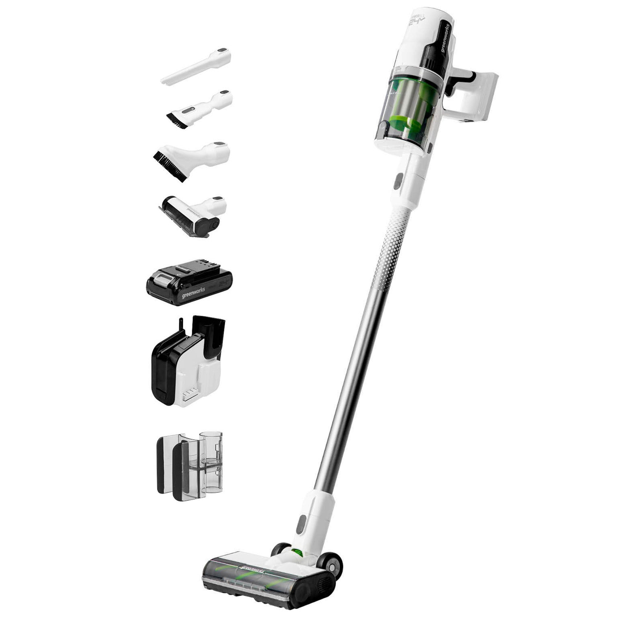 24V White Cordless Vacuum， Battery，  Charger | Greenworks Tools - Mycitystee