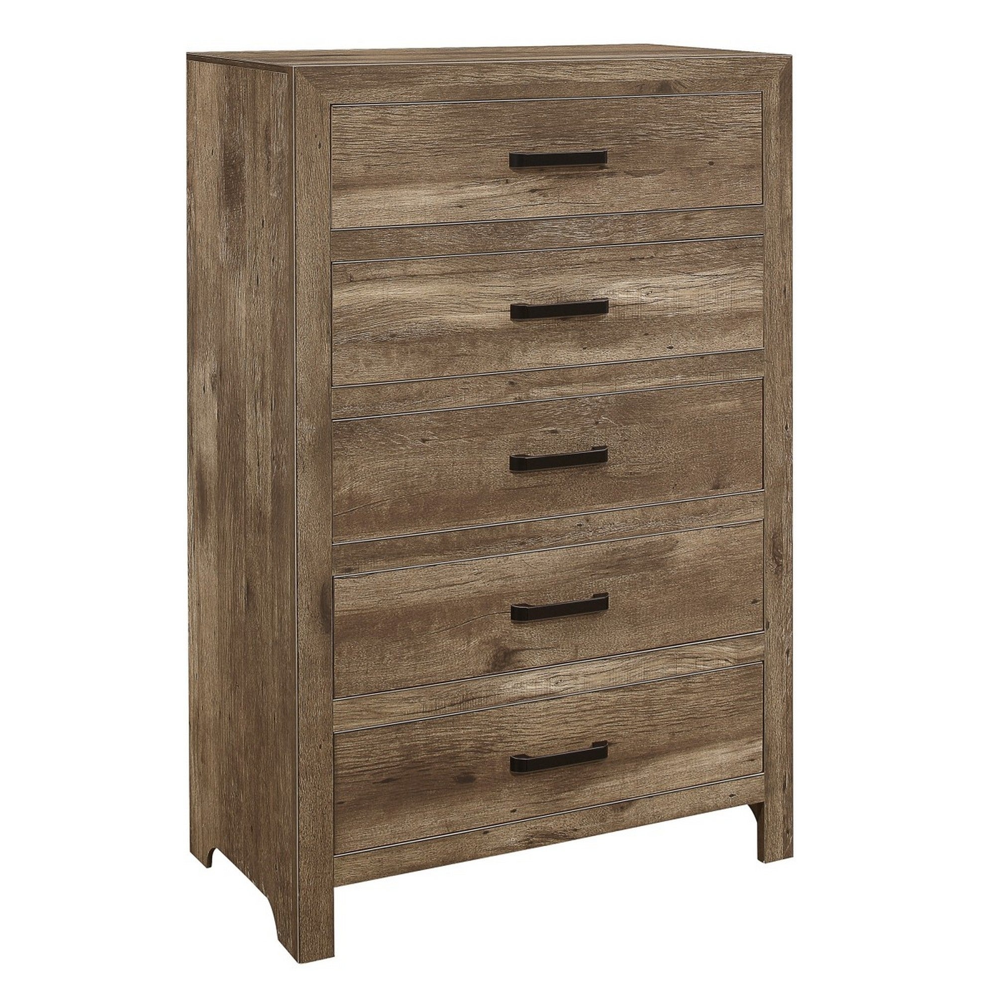 Zane 51 Inch Transitional Chest， 5 Gliding Drawers， Weathered Pine Veneer - - 37768785 - Mycitystee