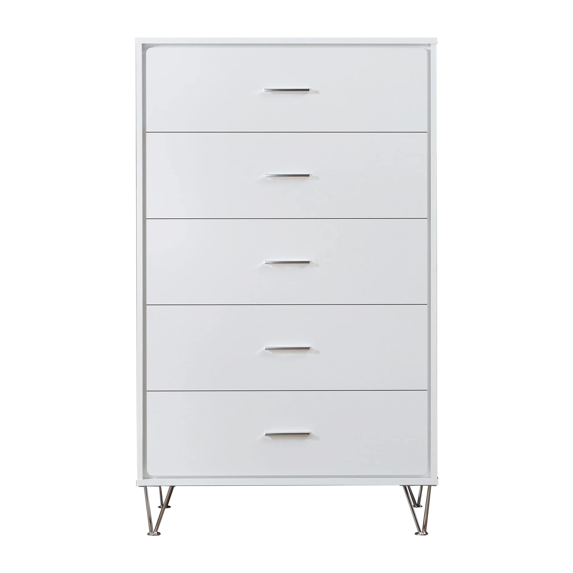 Contemporary Style Wooden Chest with Five Drawers， White - - 25325456 - Mycitystee
