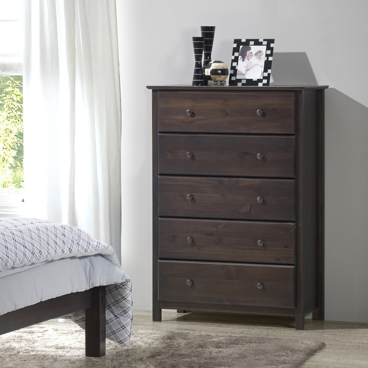 Grain Wood Furniture Shaker 5-drawer Solid Wood Chest - - 10034710 - Mycitystee