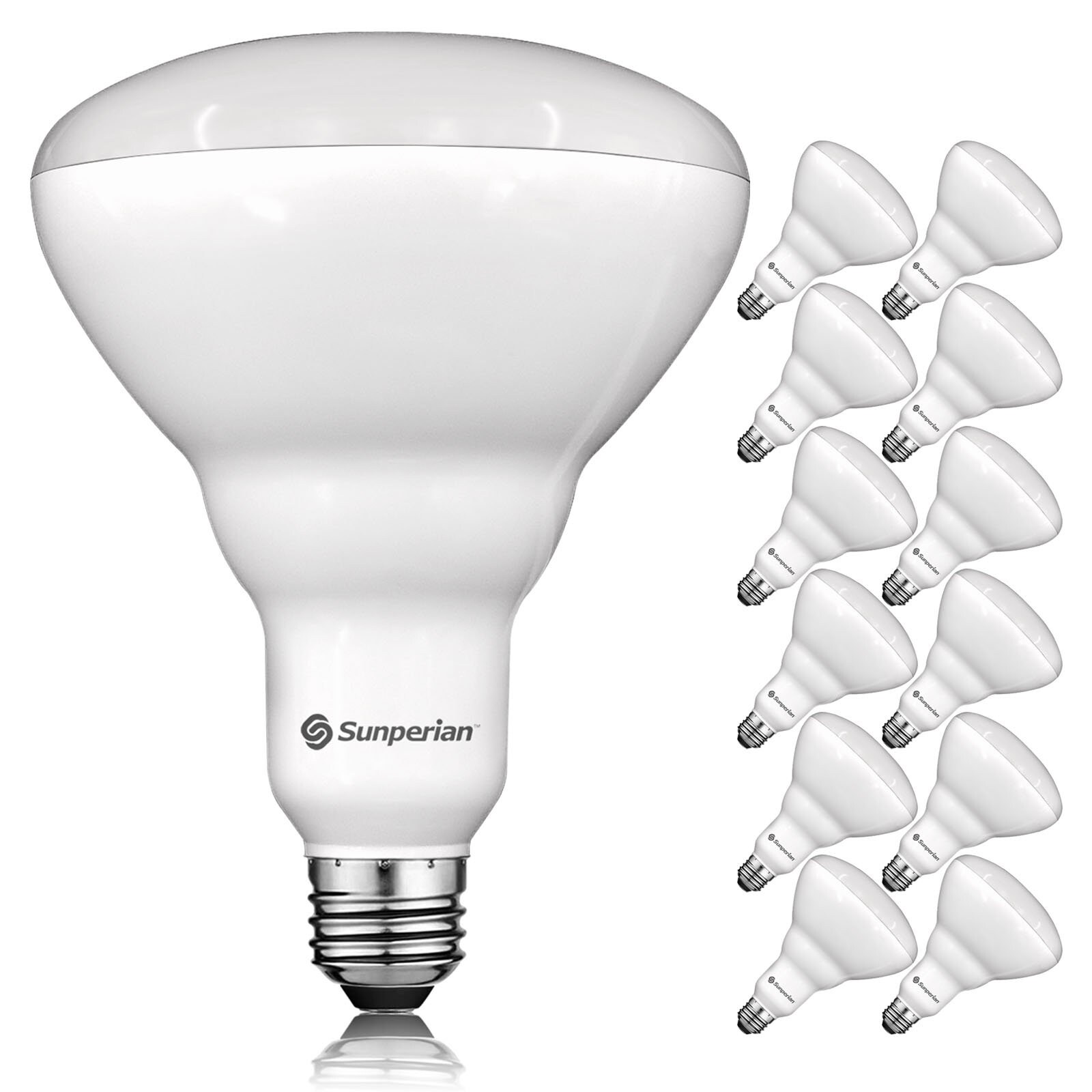 Sunperian 12 Pack BR40 LED Light Bulbs Dimmable Flood Light Bulbs Enclosed Fixture Rated Damp Rated UL Listed E26 Base - 12 Pack - Mycitystee