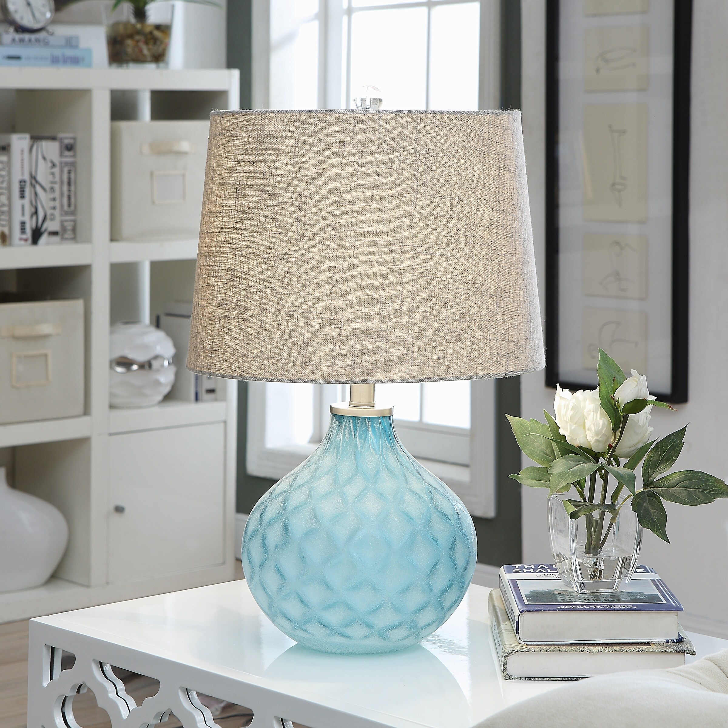Jennifer Sea Blue 22-inch Table Lamp - 14x14x22 - Mycitystee
