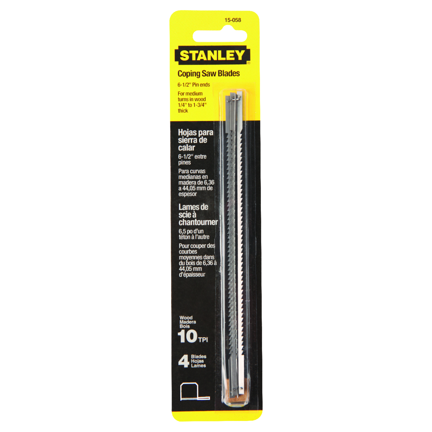 Stanley 6-1/2 in. Steel Coping Saw Blade 10 TPI 4 pk - Mycitystee