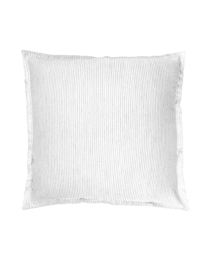Anaya Home Light Grey White Striped Linen Down Euro Pillow - Mycitystee