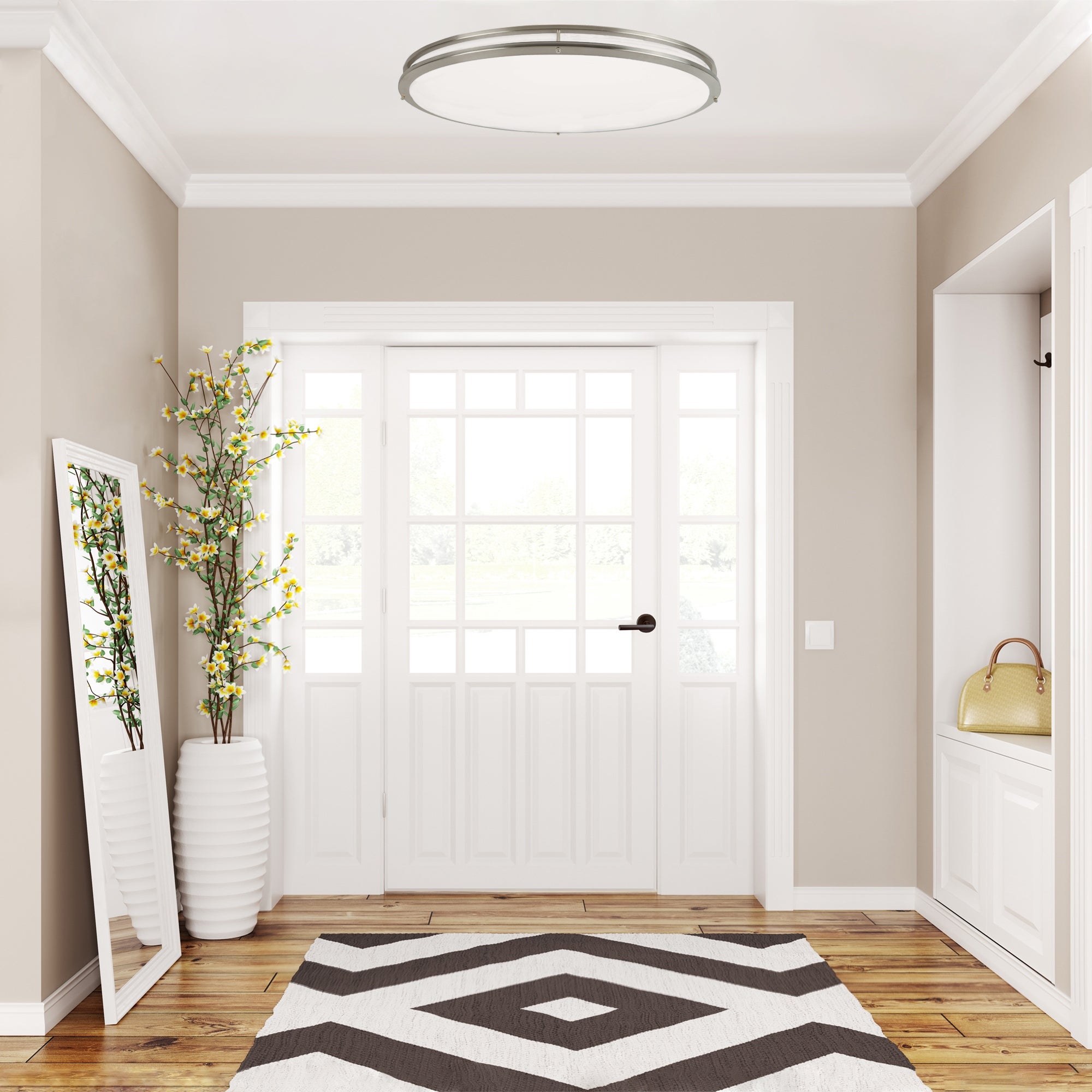 Design House Owens Integrated LED 32 Inch Indoor Oval Dimmable Ceiling Light - Brushed Nickel - Mycitystee
