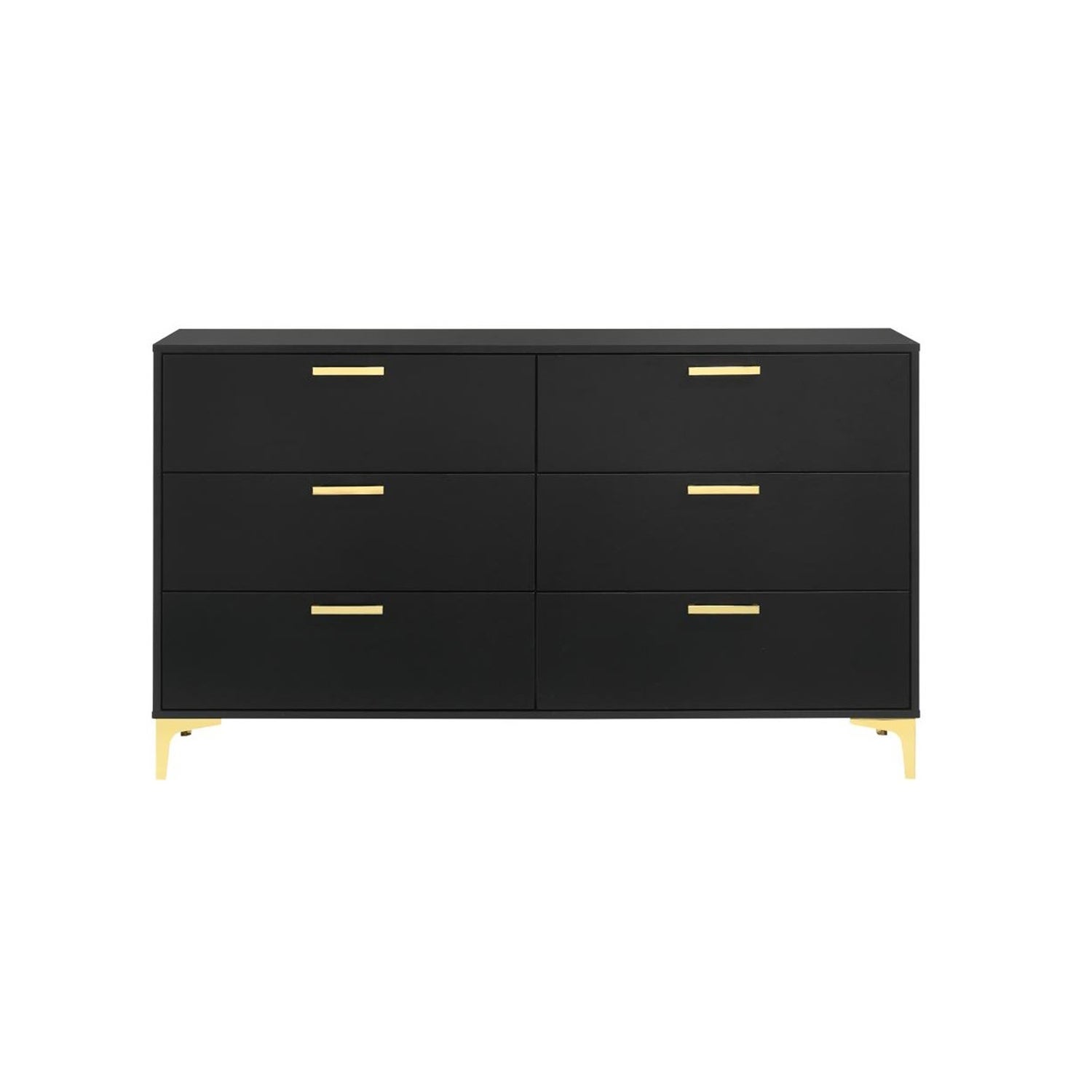 6 Drawers Wood Dresser with Metal Legs in Balck and Gold - - 37156934 - Mycitystee