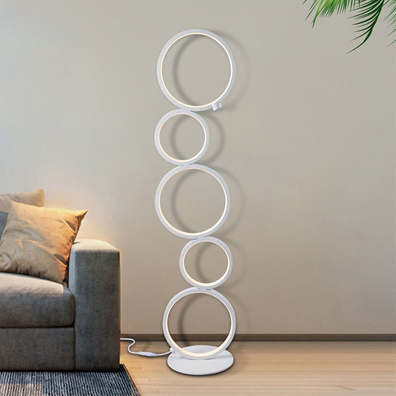 35.5'' White 5 Rings Standing LED Floor Lamp - Mycitystee
