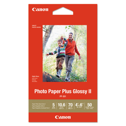 Canon Photo Paper Plus Glossy II， 4 x 6， Glossy White， 50/Pack (1432C005) - Mycitystee