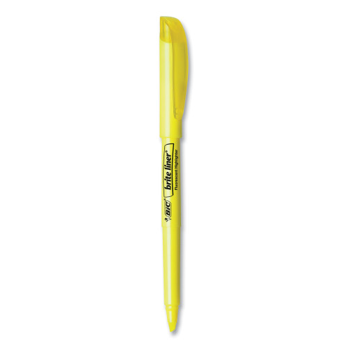 BIC Brite Liner Highlighter， Chisel Tip， Fluorescent Yellow， Dozen (BL11YW) - Mycitystee