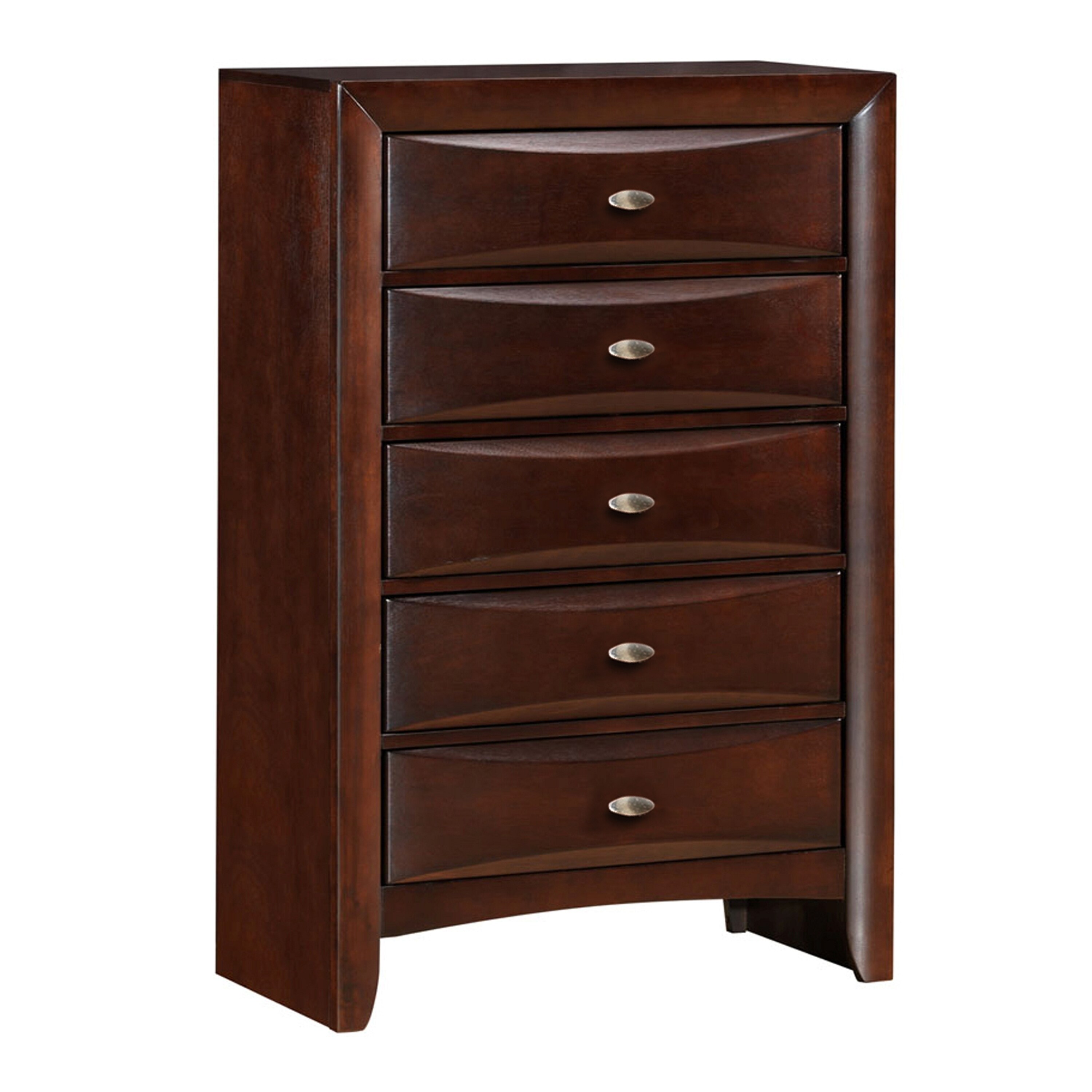 Transitional Wooden Chest with 5 Spacious Beveled Drawers， Brown - - 30388031 - Mycitystee