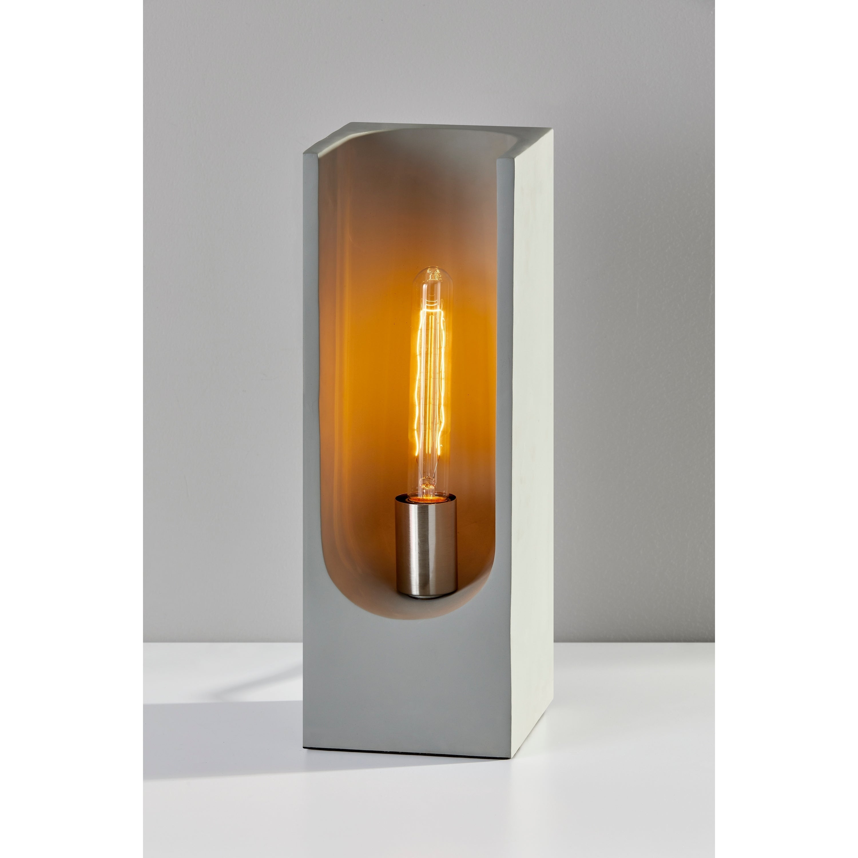 Adesso Concrete and Brushed Steel Clyde Tall Table Lantern - Mycitystee