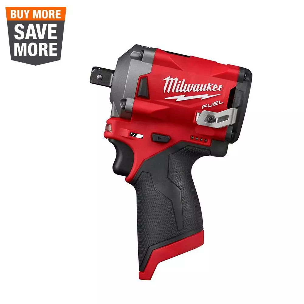 Milwaukee M12 FUEL 12-Volt Lithium-Ion Brushless Cordless Stubby 1/2 in. Impact Wrench with Pin Detent (Tool-Only) and#8211; XDC Depot - Mycitystee