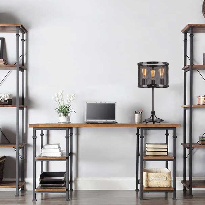 Furolee Black Rounded Mesh Table Lamp - Mycitystee