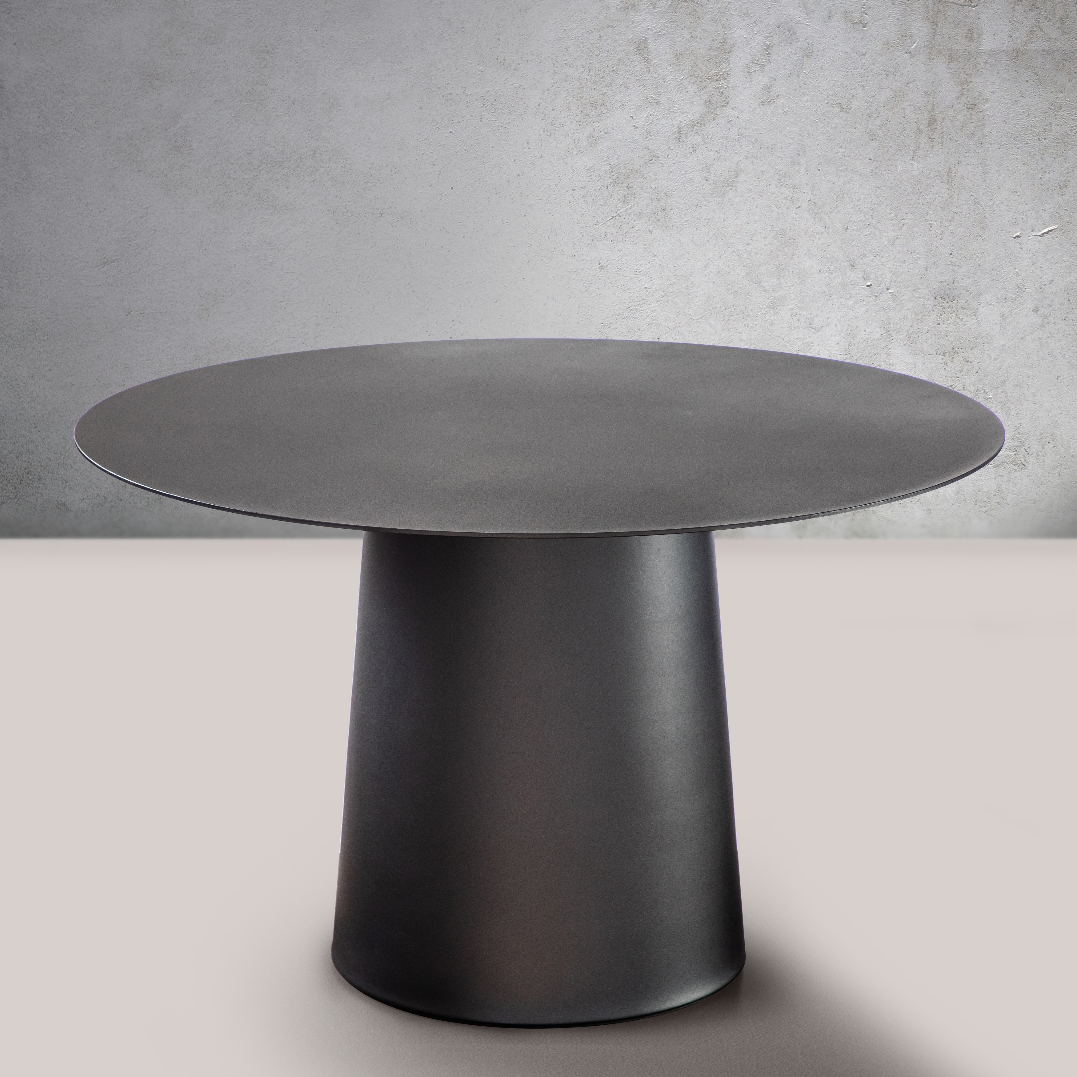Modern and Elegant Matte Black Single Round Coffee Table with Sturdy Iron Base - Mycitystee