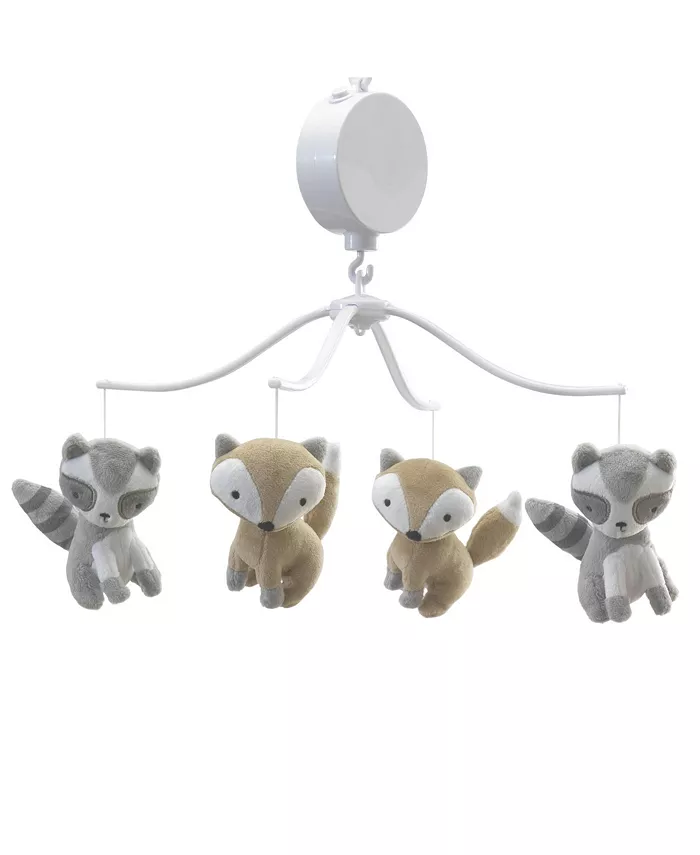 Bedtime Originals Little Rascals Gray Raccoon and Fox Musical Baby Crib Mobile - Mycitystee