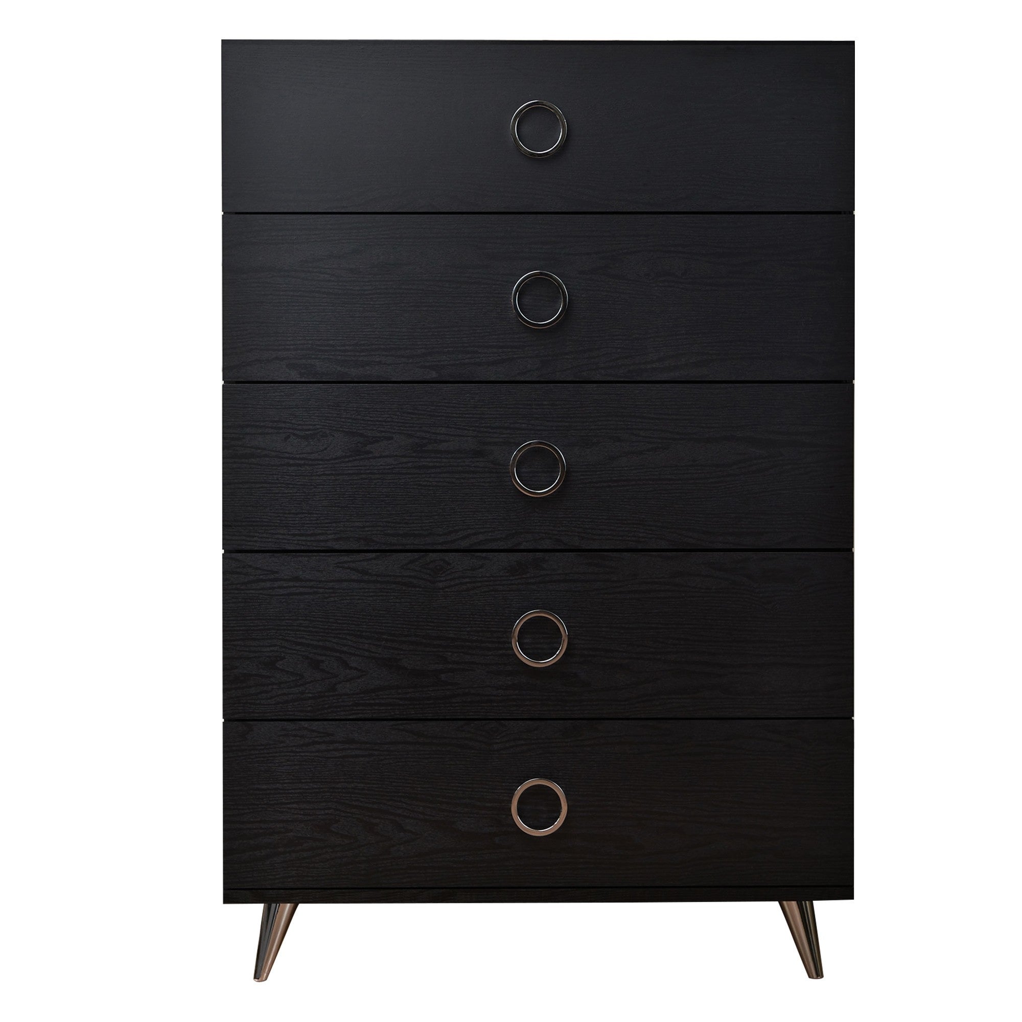 Five Drawers Wooden Chest In Contemporary Style， Black - - 25325464 - Mycitystee