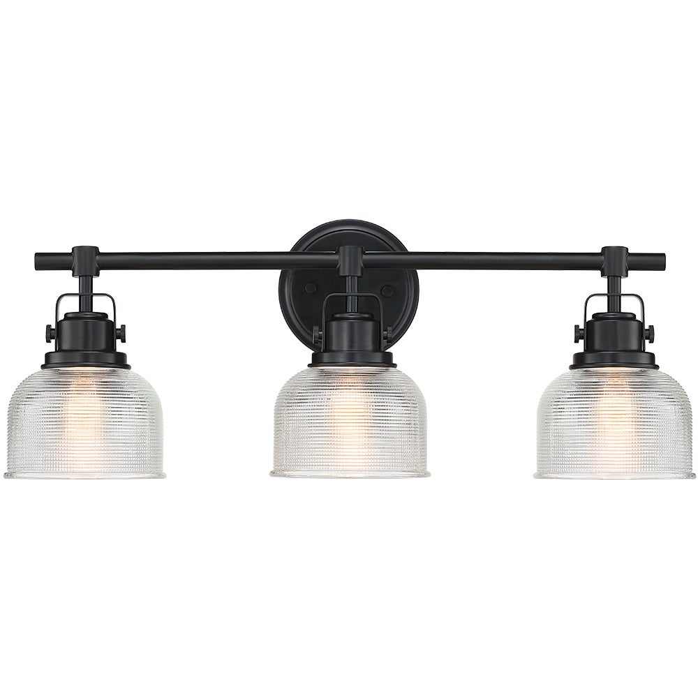 24 in. 3-Light Black Bathroom Vanity Light with Clear Prismatic Glass Shade - Mycitystee