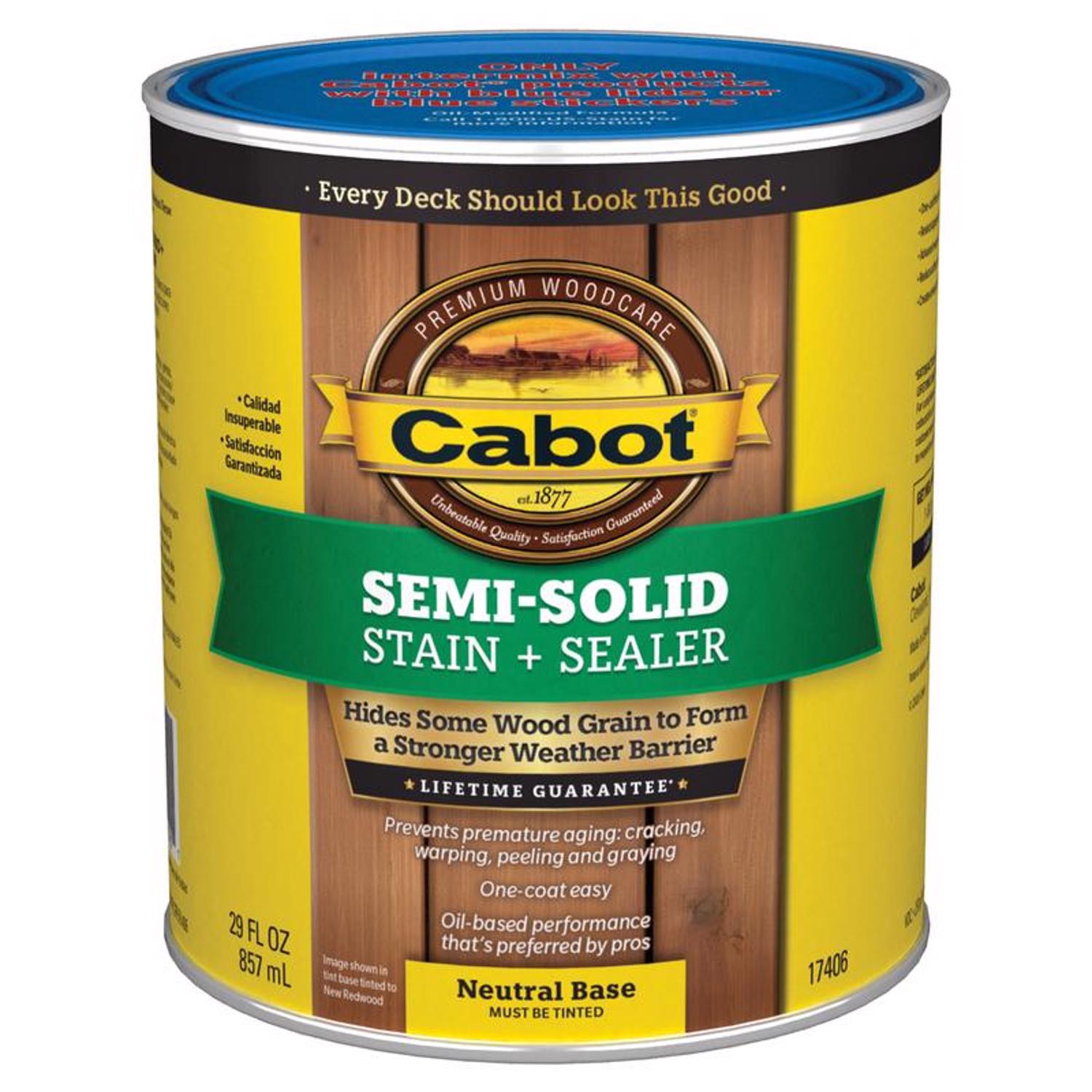 Cabot Semi-Solid Low VOC Semi-Solid Tintable Neutral Base Oil-Based Deck and Siding Stain 1 qt - Mycitystee