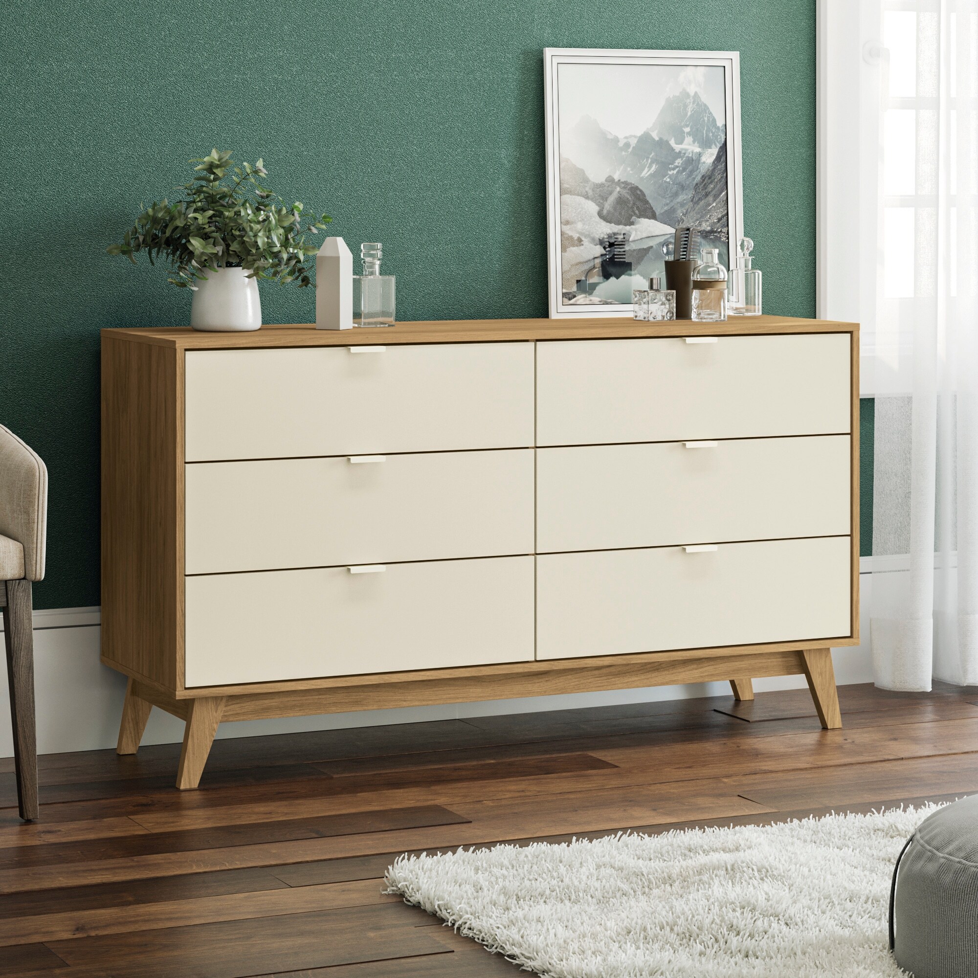 Hartford 6 Drawer Dresser - Light Brown/Crème - - 37050822 - Mycitystee