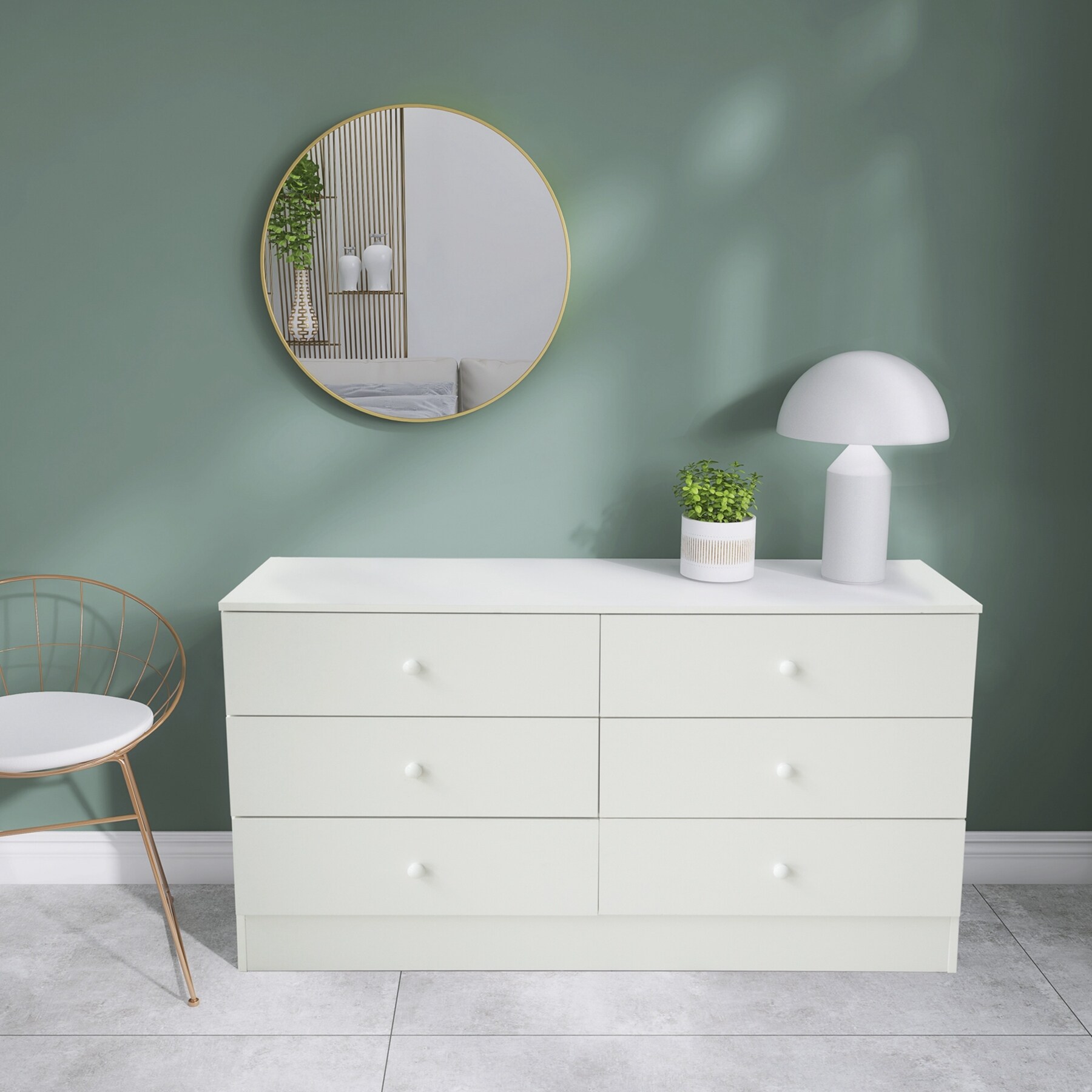 Chest of Drawers Wood Storage Cabinet with 6 Drawers-White - - 34536001 - Mycitystee