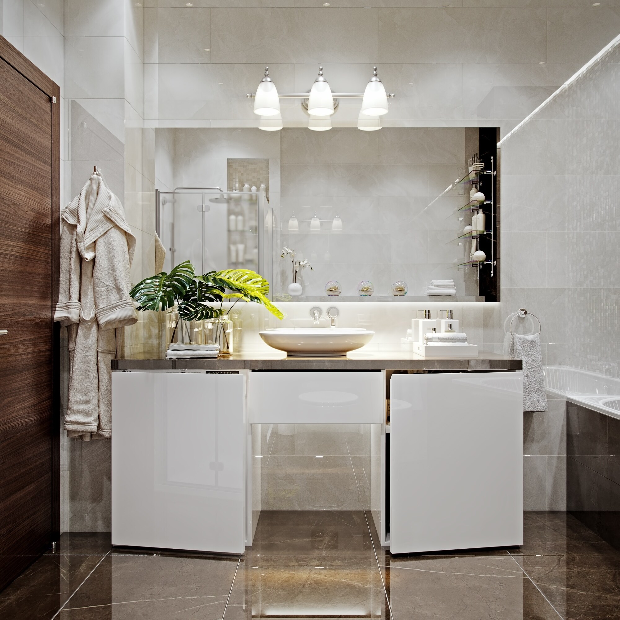 Diana 3-Light Exclusive Satin Nickel and Alabaster Vanity - Mycitystee