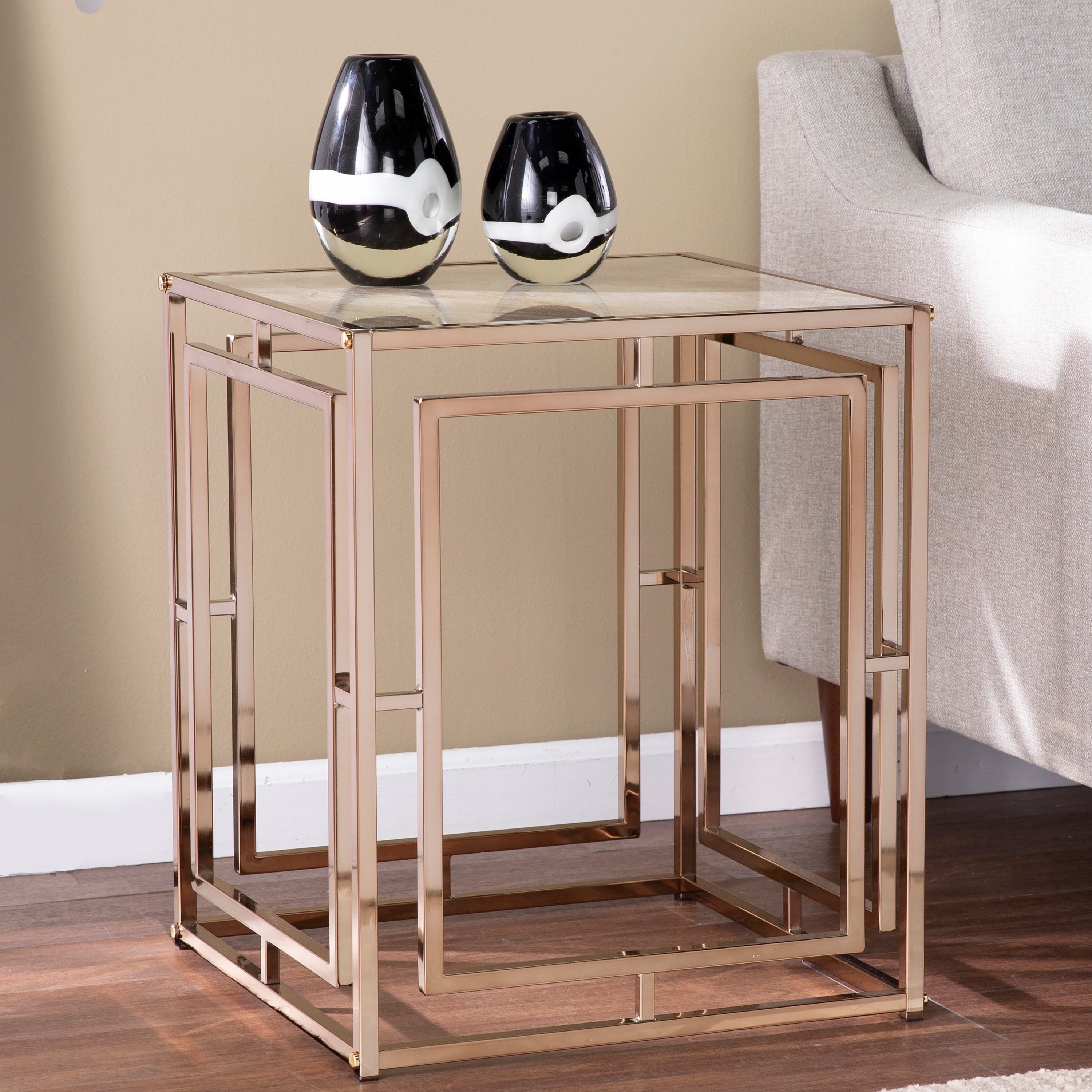 SEI Furniture Simons Faux Marble Side Table - Mycitystee