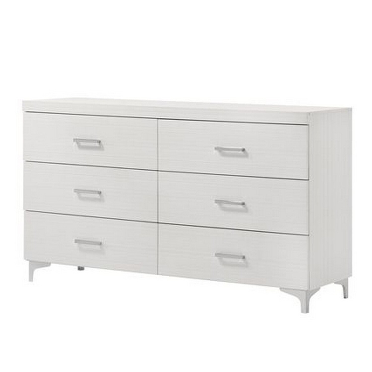 Dresser with 6 Drawers and Bar Handle， White - - 35206531 - Mycitystee