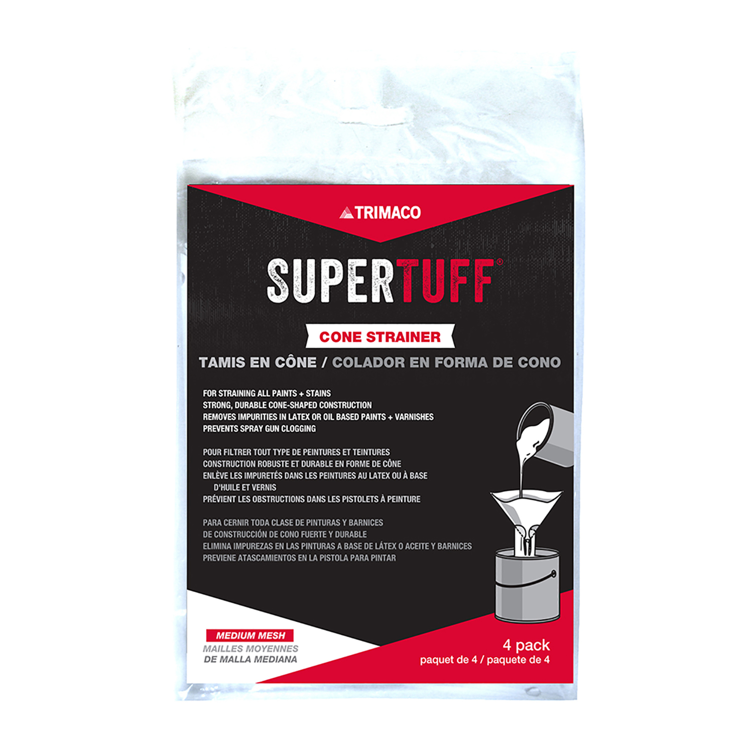 SuperTuff White Mesh Cone Paint Strainers - Mycitystee