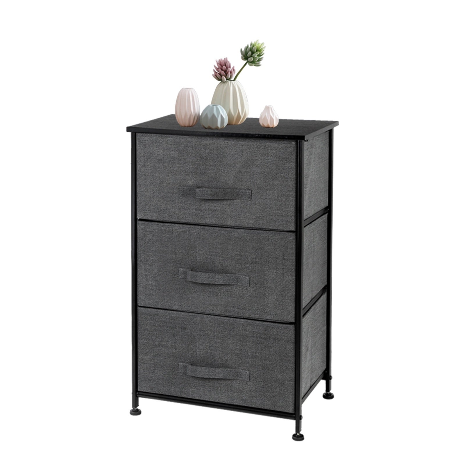 3-Tier Dresser Drawer， Storage Unit with 3 Easy Pull Fabric Drawers and Metal Frame， Wooden Tabletop， for Closets - - 37776934 - Mycitystee