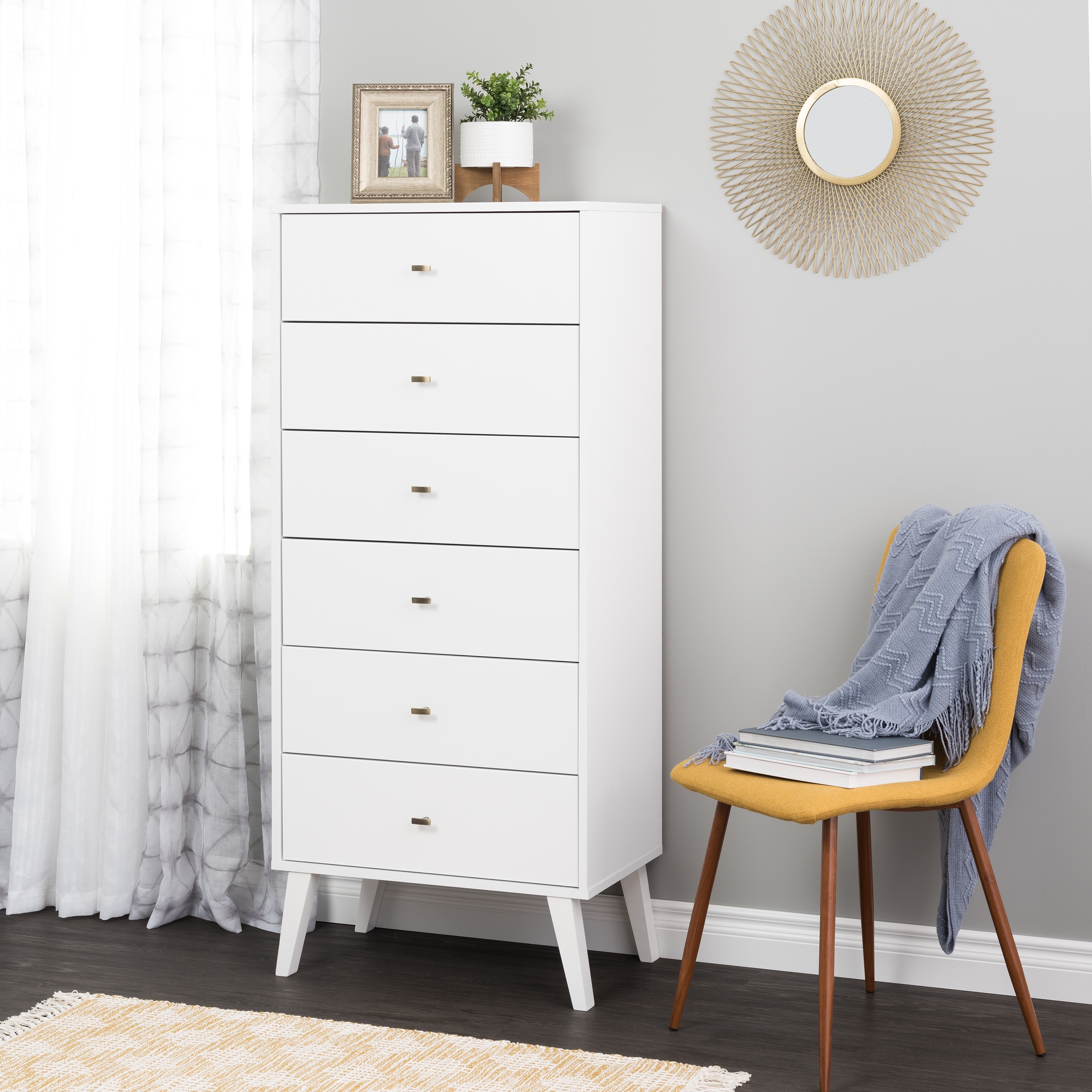 Prepac Milo Mid Century Modern Tall 6-Drawer Chest - - 31696787 - Mycitystee