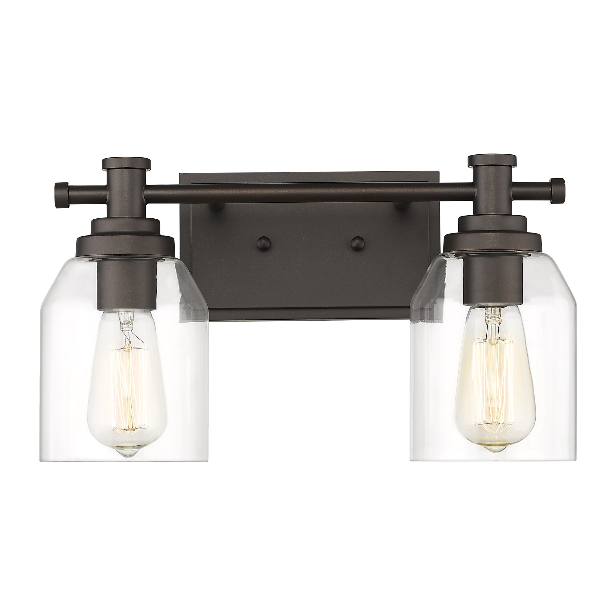 2-Light Bathroom Vanity Light， Farmhouse Bathroom Wall Sconce with Clear Glass Shade - Mycitystee