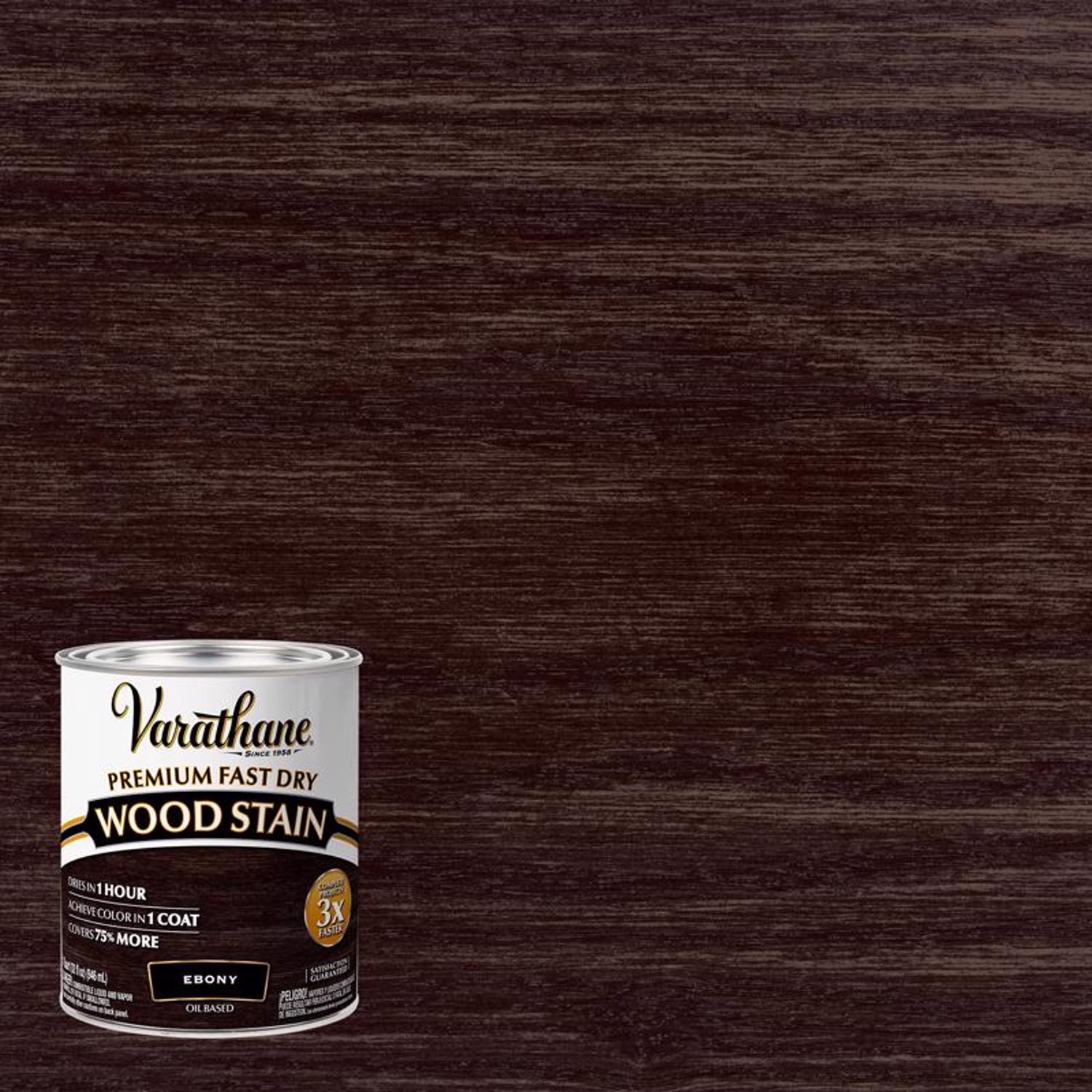 Varathane Premium Semi-Transparent Ebony Oil-Based Urethane Modified Alkyd Fast Dry Wood Stain 1 qt - Mycitystee