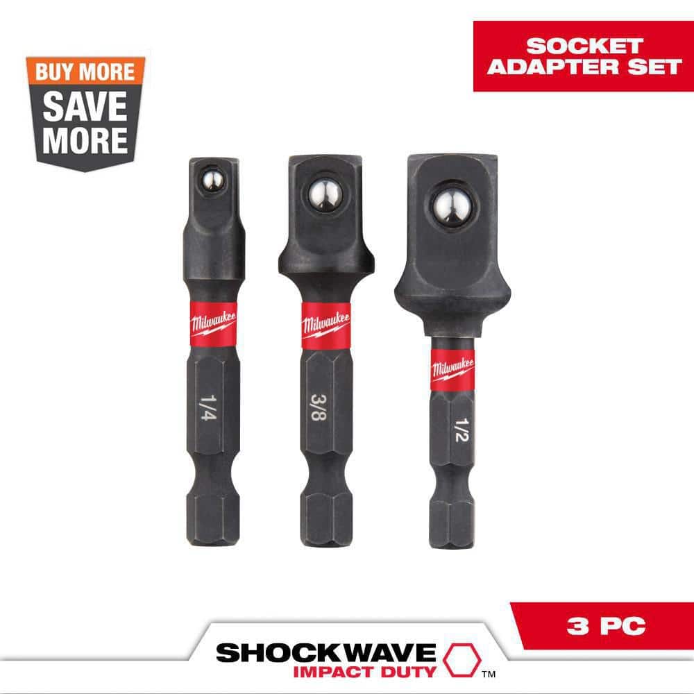 Milwaukee SHOCKWAVE Impact Duty 1/4 in. Hex Shank Socket Adapter Set (3-Piece) 48-32-5033 - Mycitystee