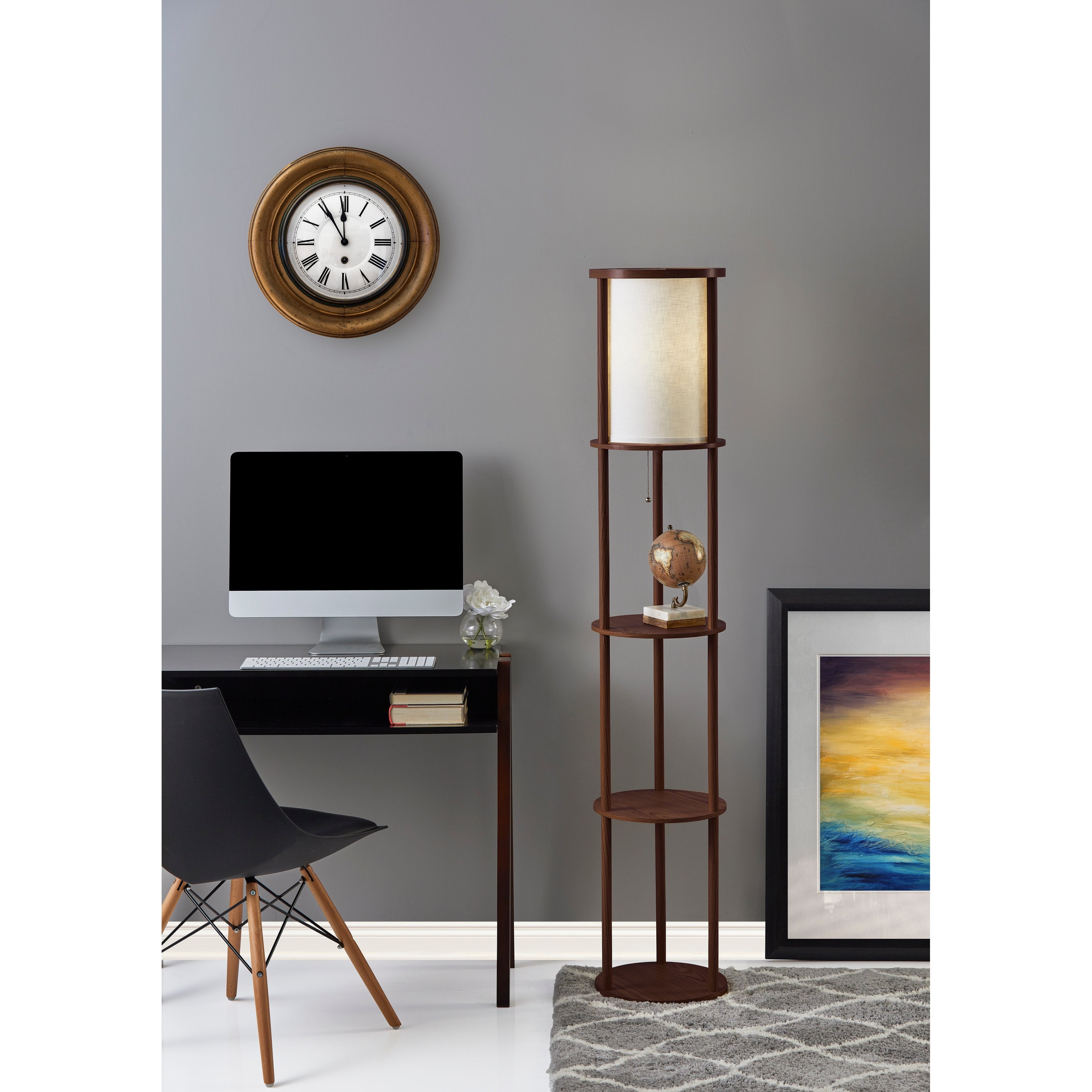 Adesso 62-inch Round Stewart Shelf Floor Lamp - Mycitystee