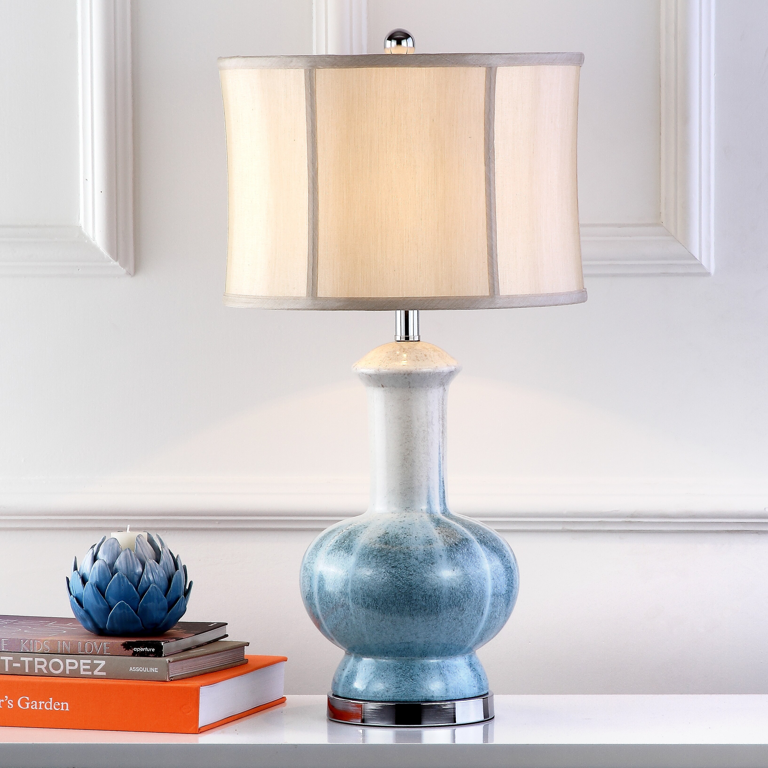 SAFAVIEH Lighting 29-inch Oceans Glazed Ceramic Table Lamp - 14.5