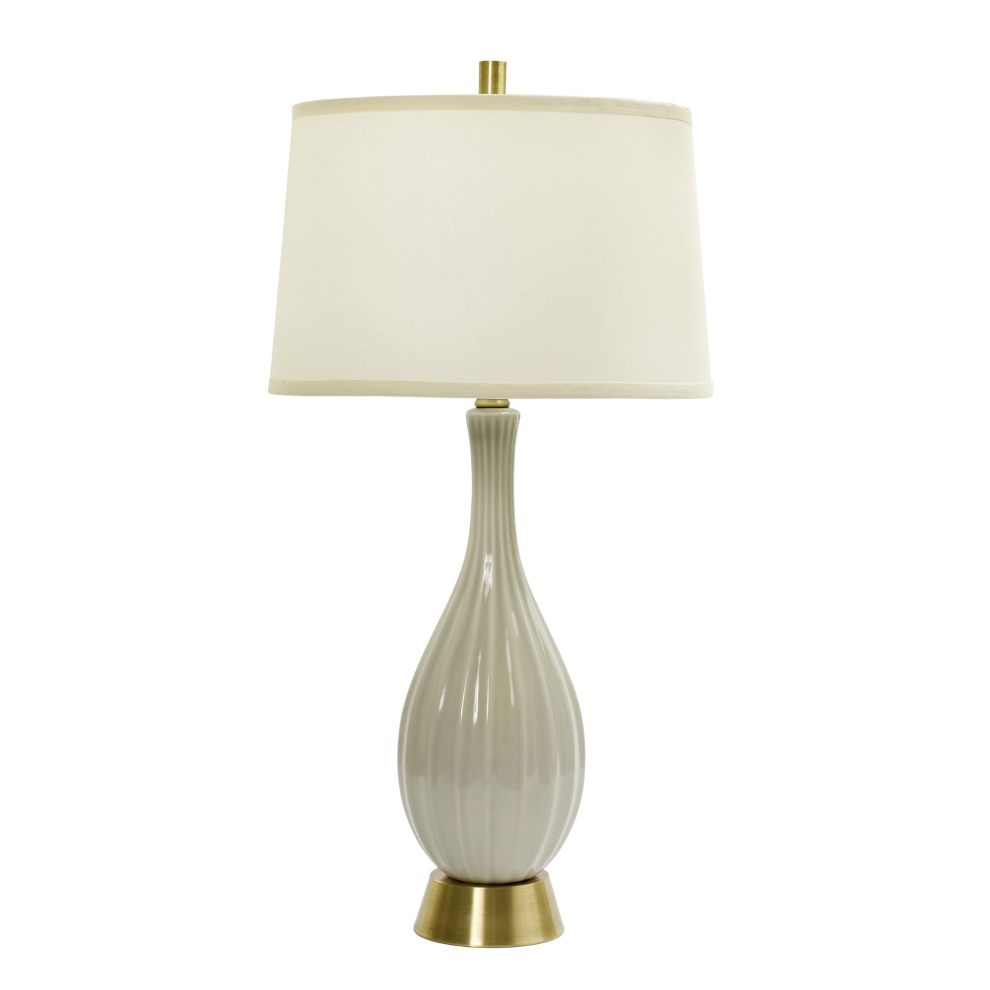 32-inch Coventry Grey， Silver Ceramic Table Lamp w/Ripple Design - Mycitystee