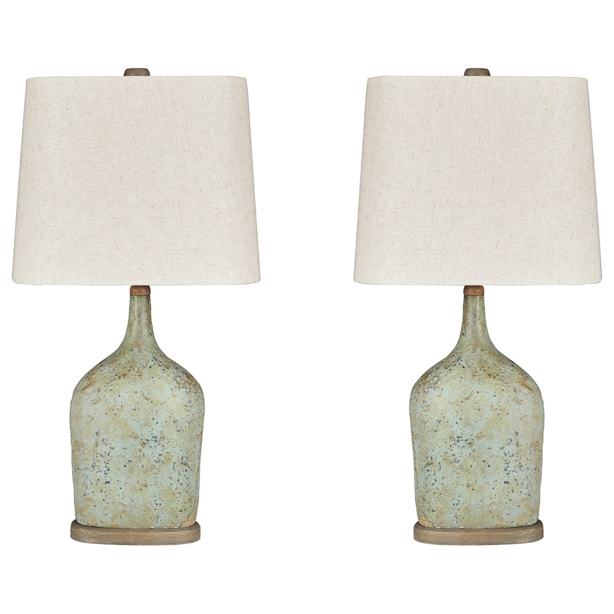 Bottle Shape Paper Composite Table Lamp with Fabric Shade， Set of 2， Gray - Mycitystee