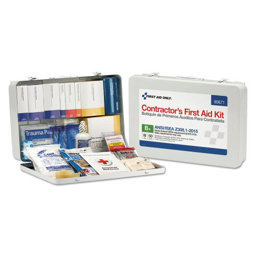 First Aid Only Contractor ANSI Class B First Aid Kit for 50 People， 254 Pieces， Metal Case (90671) - Mycitystee
