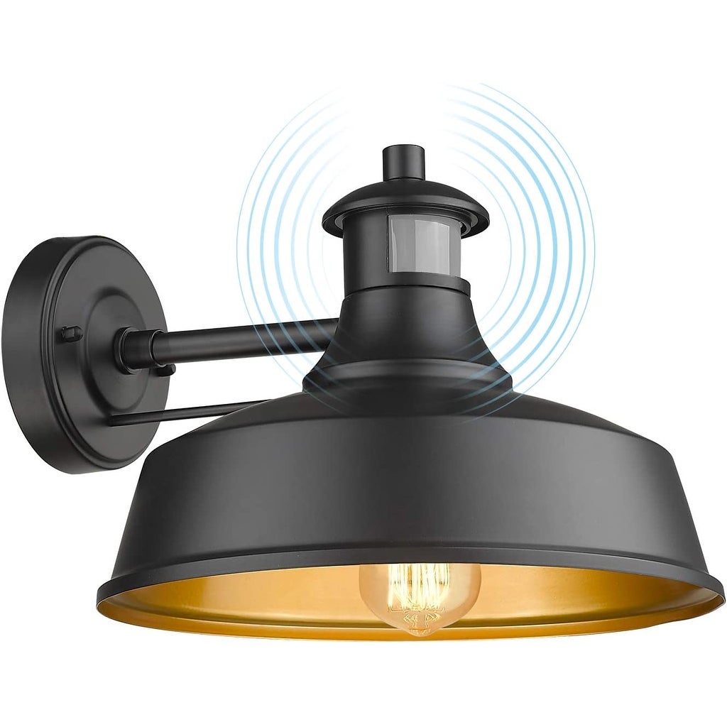 Motion Sensor Farmhouse Barn Light Outdoor，Dusk to Dawn Sensor Wall Sconces，Vintage Black Finish Exterior Light Fixture Shopping - The Best Deals on O - Mycitystee
