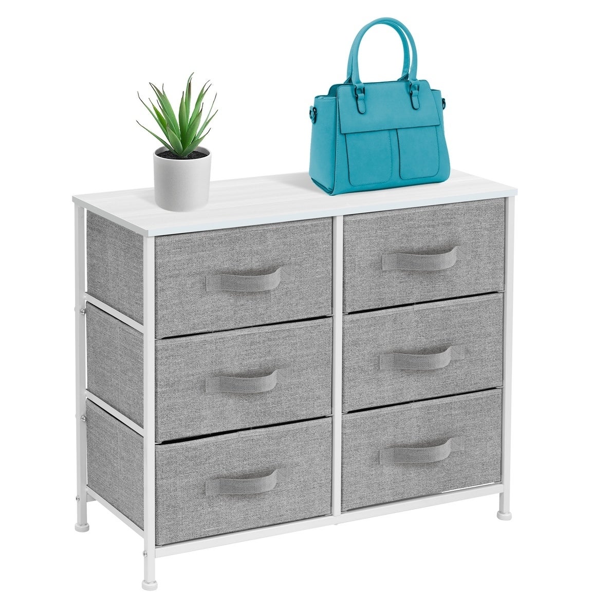 Sorbus 6 Drawer Dresser for Bedroom in White and Gray - - 30826485 - Mycitystee