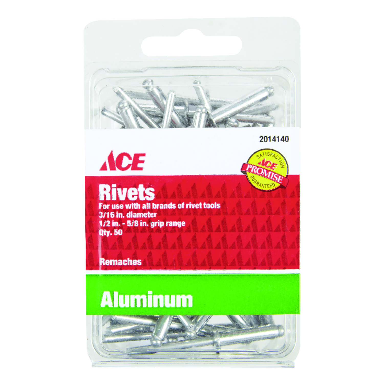 Ace 3/16 in. D X 5/8 in. Aluminum Rivets Silver 50 pk - Mycitystee