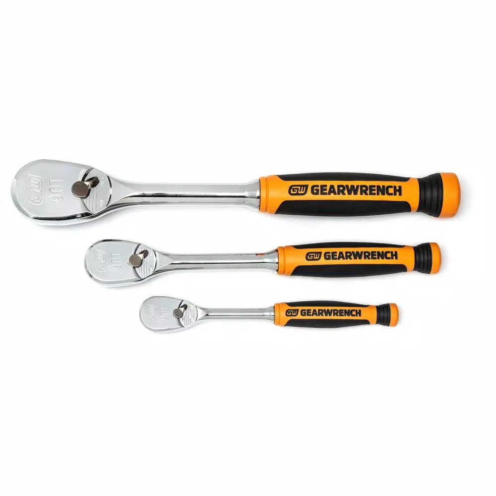 GEARWRENCH 1/4 in.， 3/8 in. and 1/2 in. 90-Tooth Dual Material Ratchet Set (3-Piece) and#8211; XDC Depot - Mycitystee