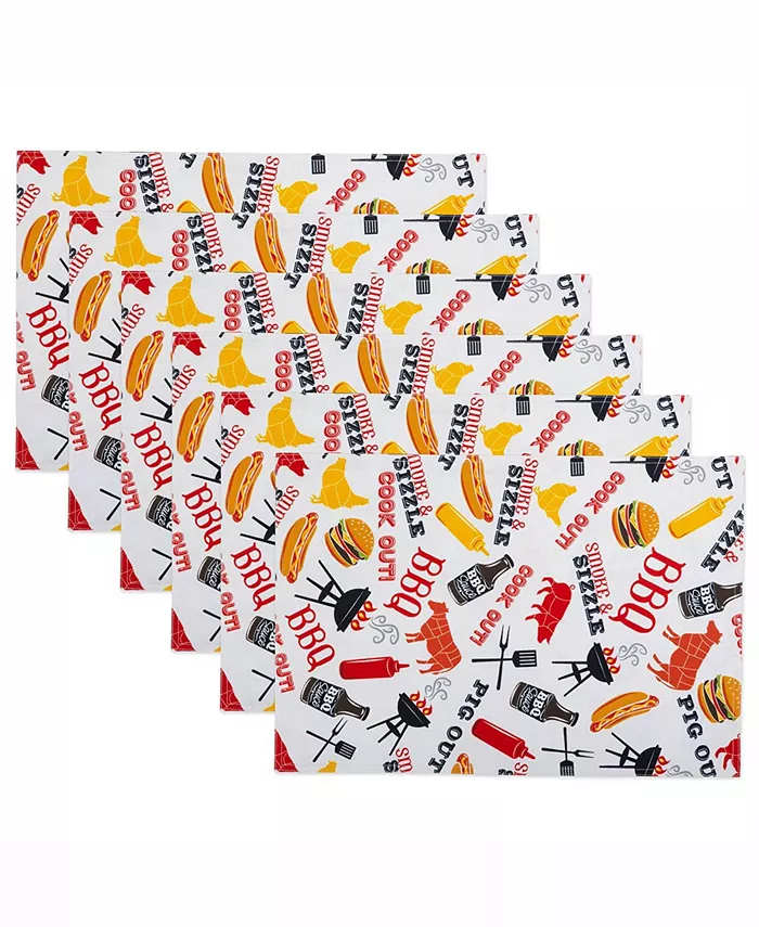 Design Imports BBQ Fun Print Outdoorandnbsp Placemat Set of 6 - Mycitystee