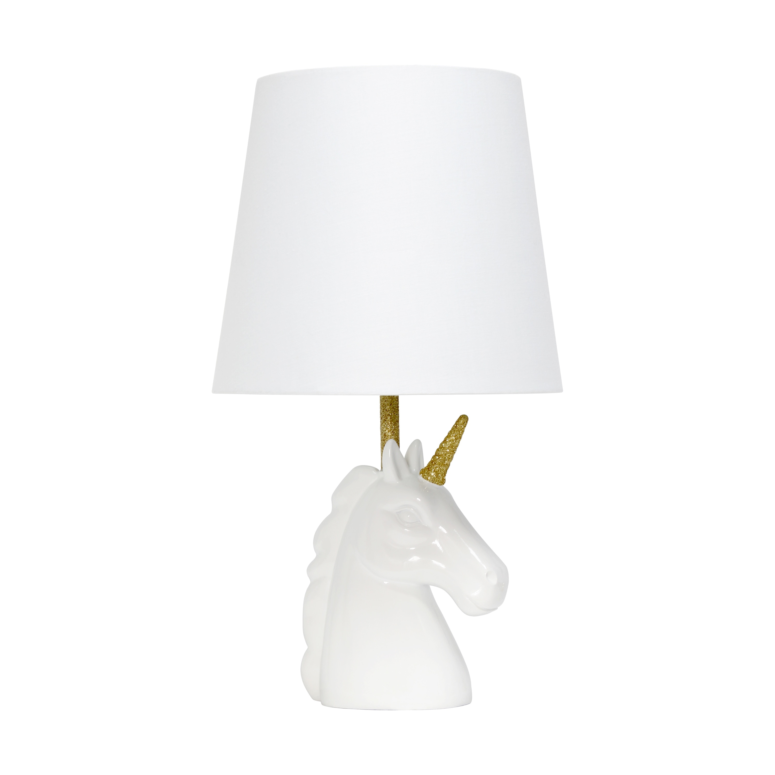 Simple Designs Sparkling Gold and White Unicorn Table Lamp - Mycitystee